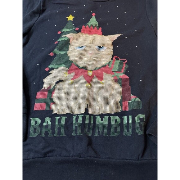Bah Humbug Grumpy Cat Christmas Sweatshirt Holiday Time Size small (4-6) - Picture 4 of 6